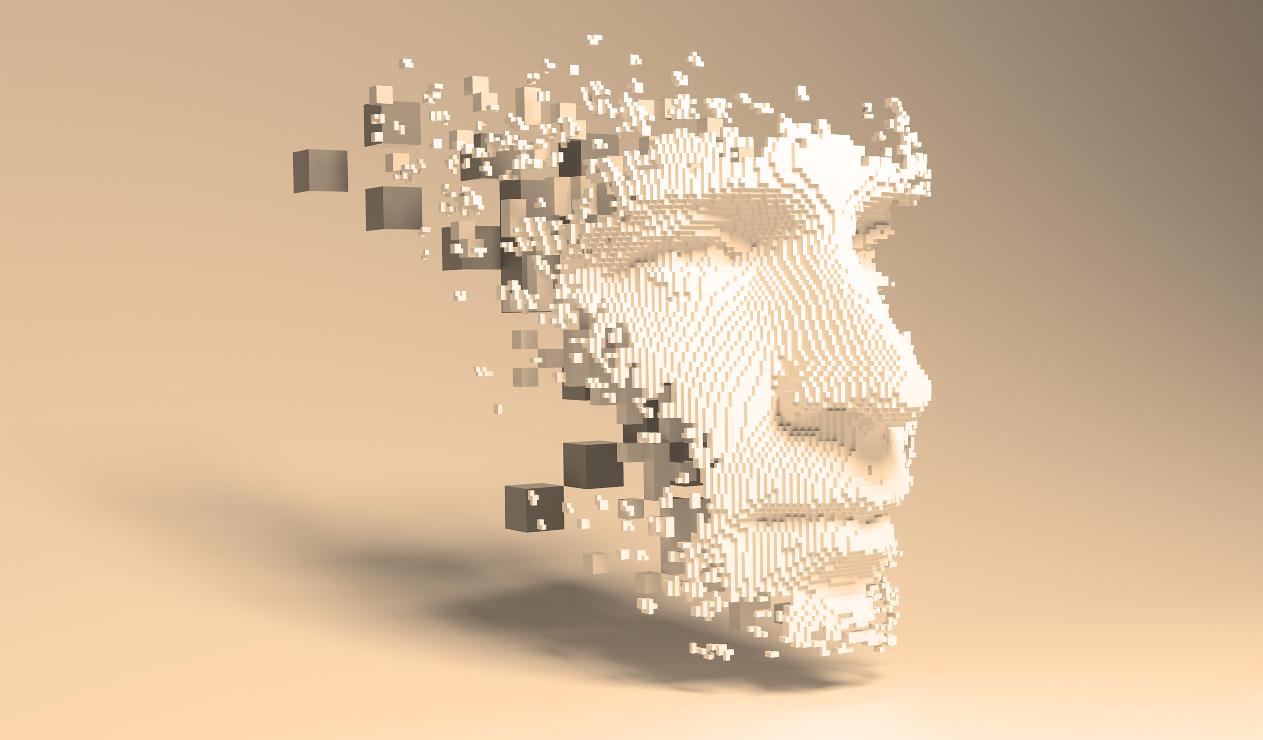 A person in contemplation, overlaid with data and research visualisations